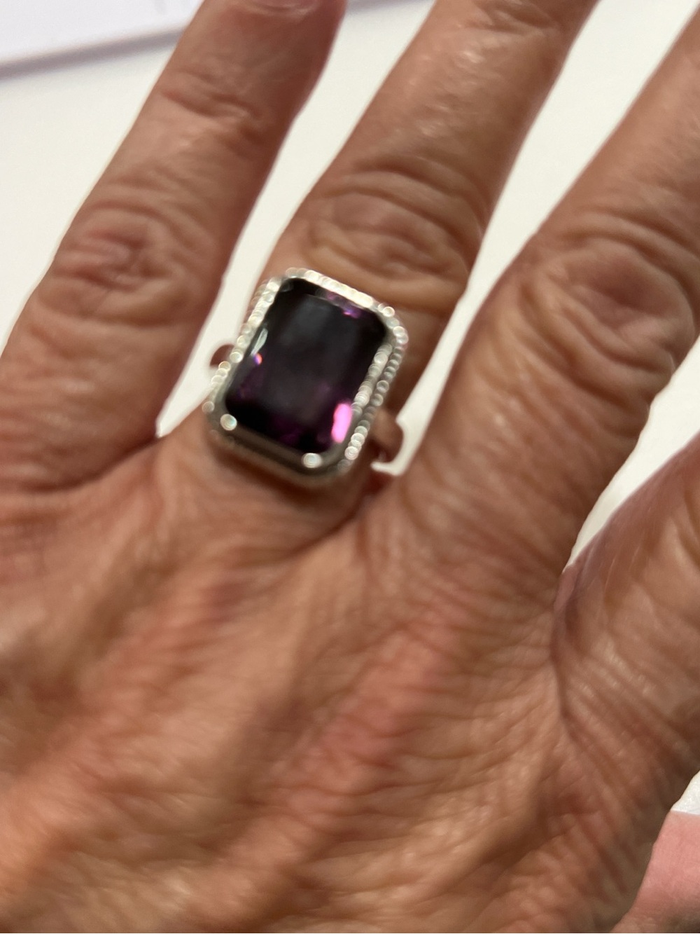 Sterling Silver Amethyst-Color Statement Ring